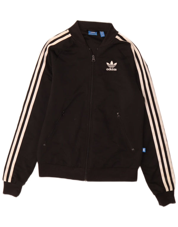 Adidas Womens Graphic Loose Fit Trainingsanzug Top Jacke UK 6 XS Schwarz Sport