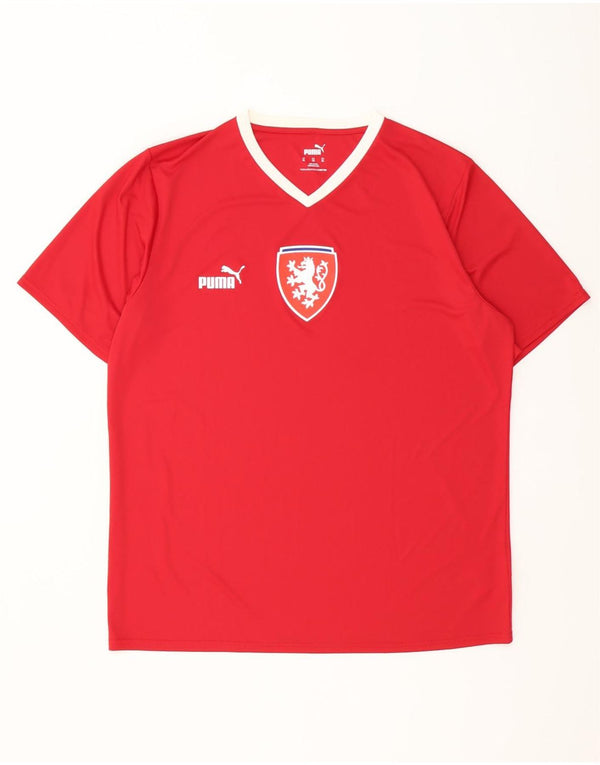 Puma Herren Tschechien Grafik T-Shirt Top XL Rot Polyester