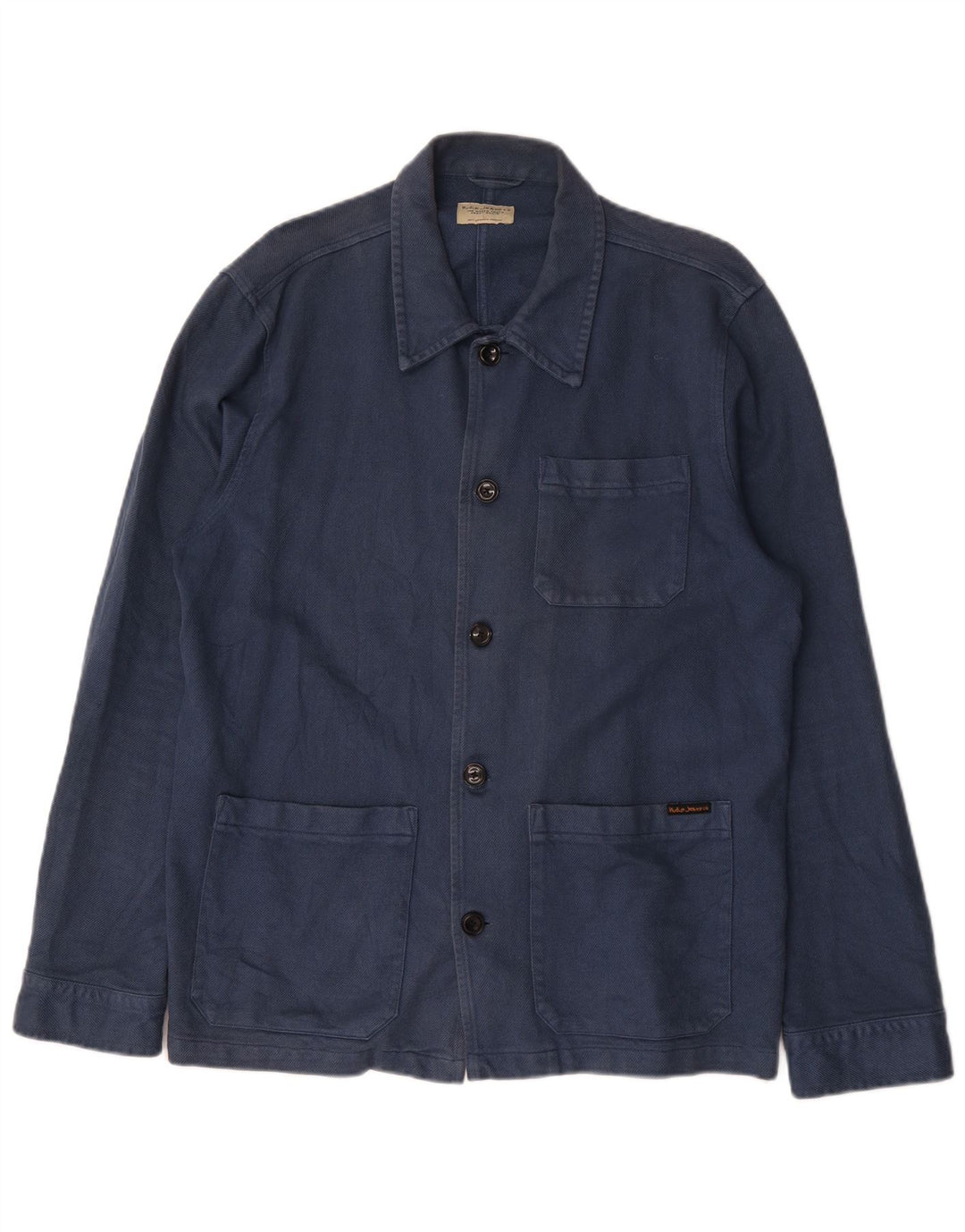 Nudie Jeans Herren-Utility-Jacke, UK 40, große blaue Baumwolle