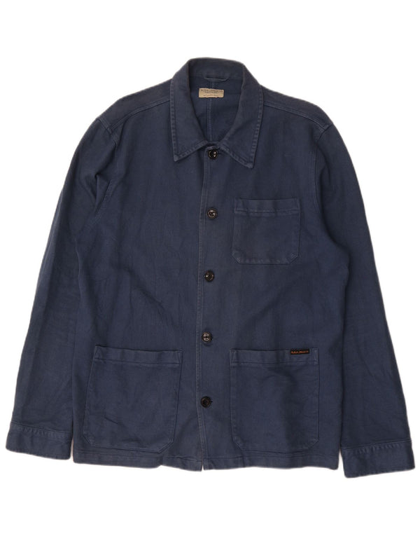 Nudie Jeans Herren-Utility-Jacke, UK 40, große blaue Baumwolle