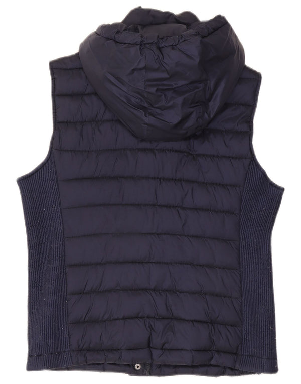 Superdry Wattierte Damen-Weste mit Kapuze, UK 18, XL, marineblaues Nylon