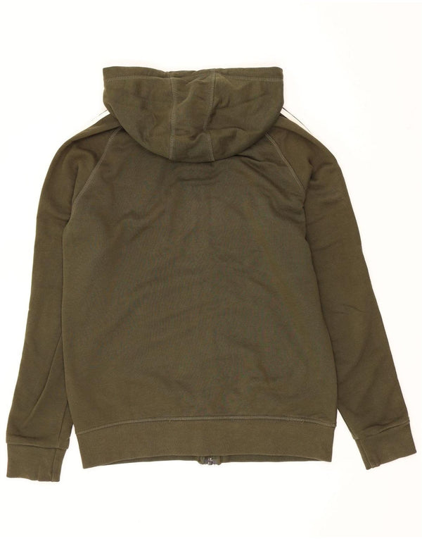 Adidas Damen Zip Hoodie Pullover UK 16 Large Khaki Baumwolle