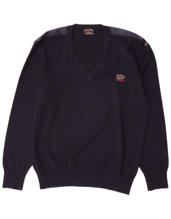 Paul & Shark Herren-Pullover mit V-Ausschnitt, Größe L, Marineblau