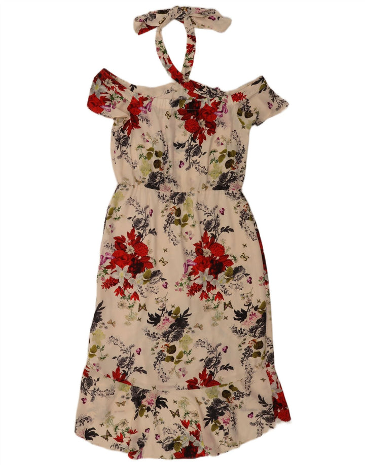 Oasis Neckholder-Kleid für Damen, UK 12, Mittel, gebrochenes Weiß, Blumenmuster, Polyester