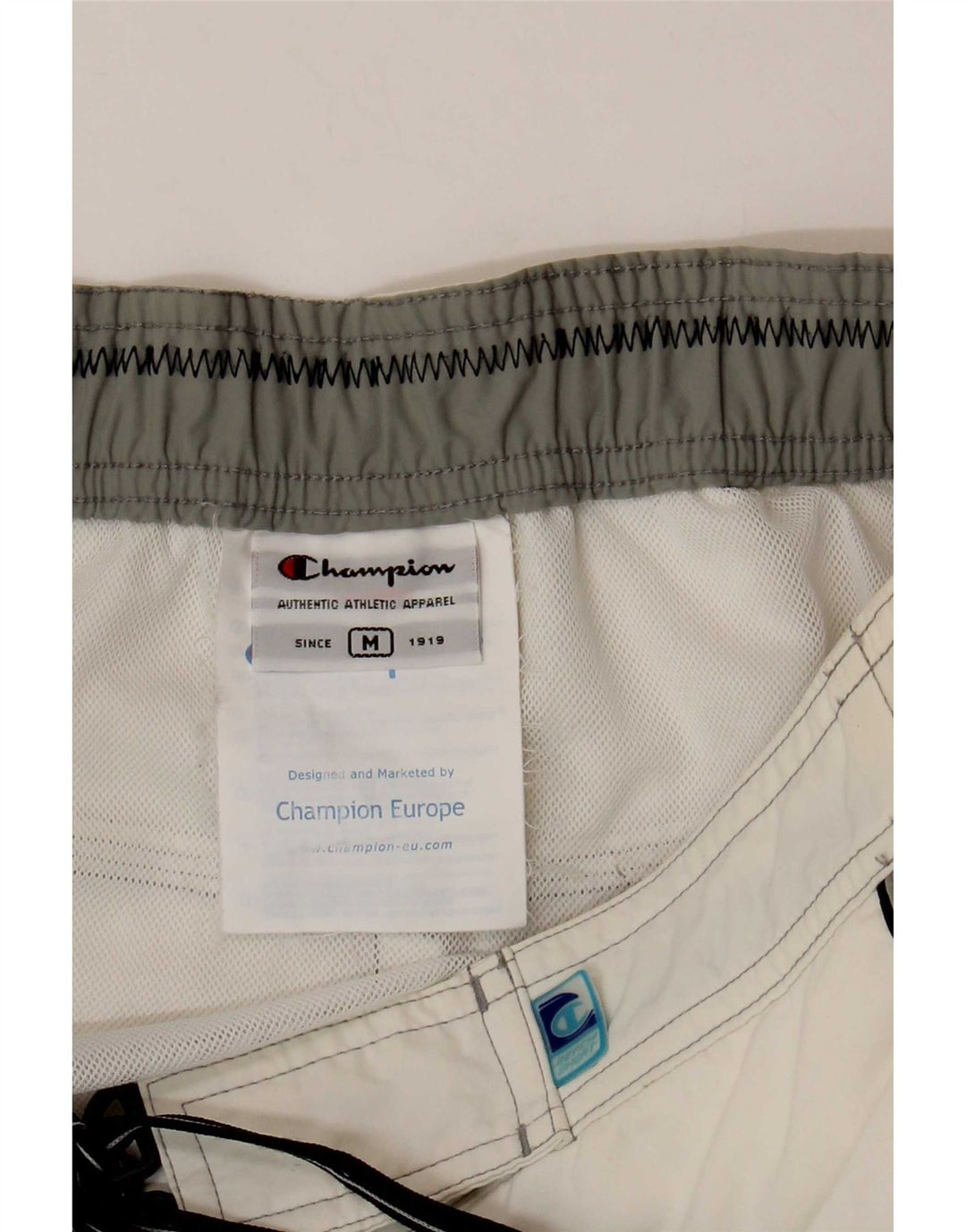 Champion Herren-Badeshorts, Mittelweiß, Colourblock-Polyamid