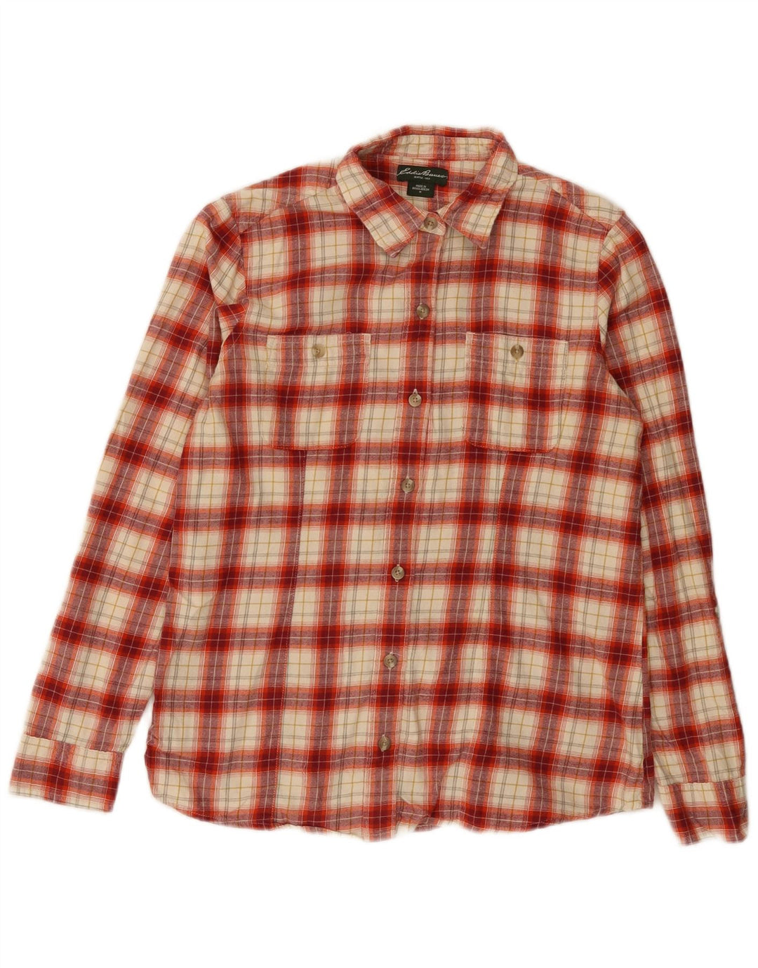 Eddie Bauer Damen Flanellhemd UK 14 Mittelrot karierte Baumwolle