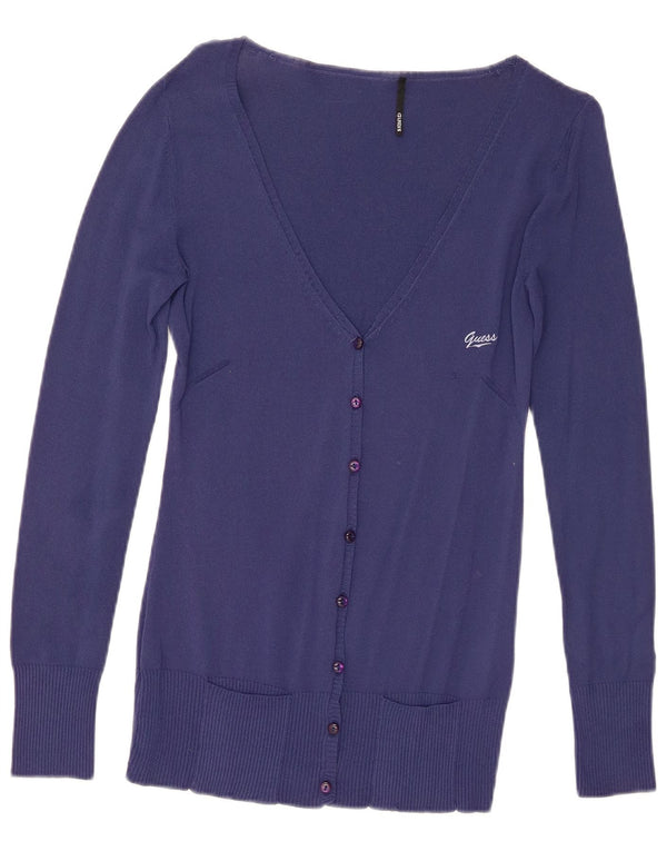 Guess Damen-Cardigan-Pullover UK 12 Mittelmarineblaue Viskose