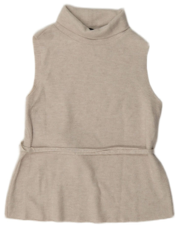 Zara Damen Weste Top UK 12 Medium Beige Polyester