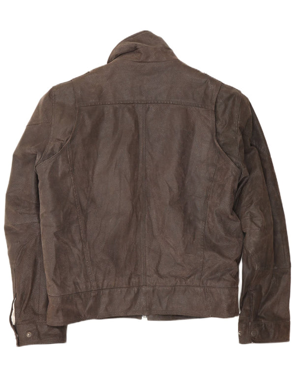 Conbipel Mens Sherpa Leather Jacket IT  50 Large Brown Leather