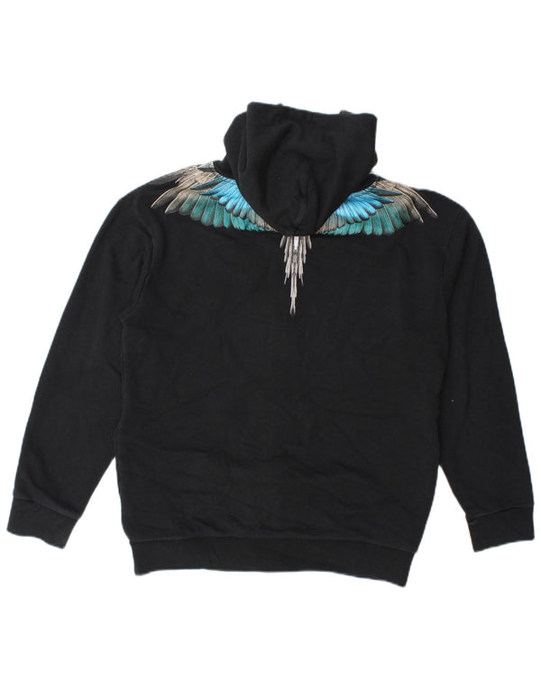 Marcelo Burlon Jungen-Kapuzenpullover mit grafischem Reißverschluss, 9–10 Jahre, schwarze Baumwolle