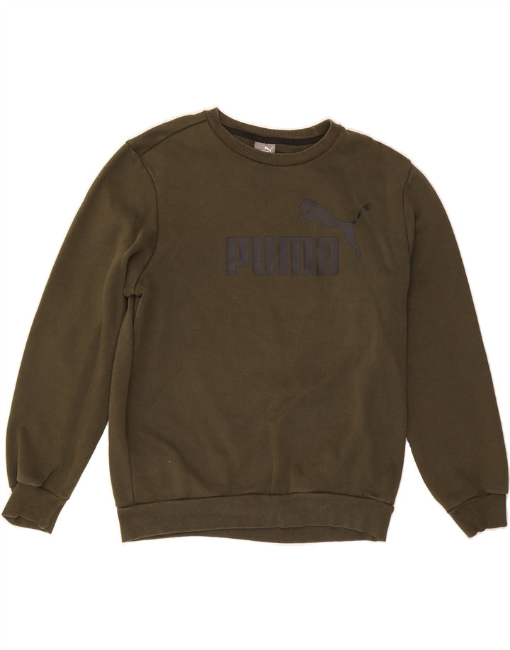 PUMA Mens Graphic Sweatshirt Jumper Medium Khaki Cotton Vintage Puma and Second-Hand Puma from Messina Hembry 