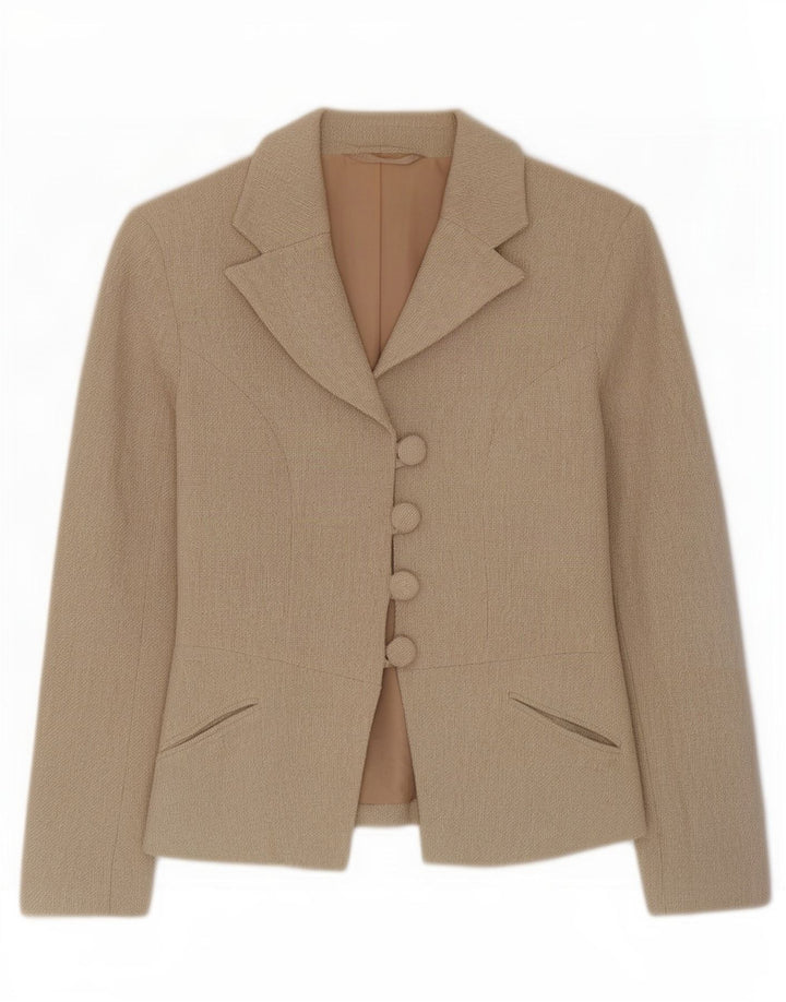 Vintage Damen 4-Knopf-Blazerjacke UK 10 Small Beige