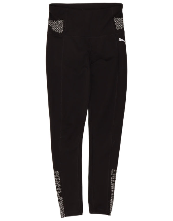 Puma Womens Graphic Leggings UK 6 XS Schwarz gepunktetes Polyester