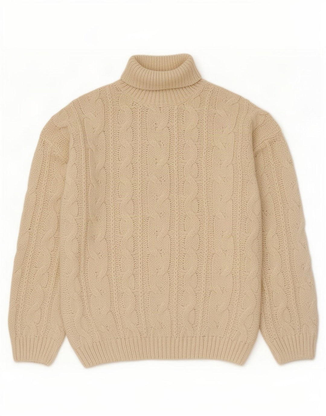 Vintage Herren Rollkragenpullover XL Off White Polyacryl