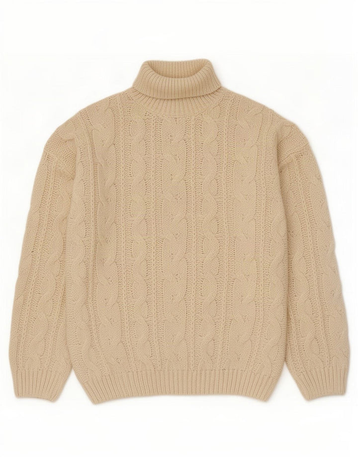 Vintage Herren Rollkragenpullover XL Off White Polyacryl