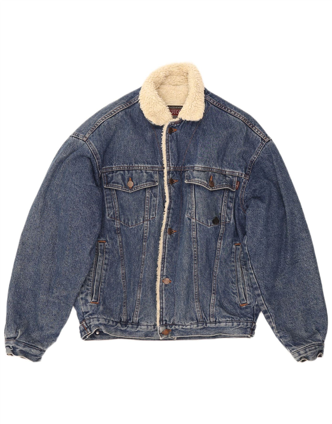CASUCCI Herren Sherpa Jeansjacke UK 38 Mittelblaue Baumwolle