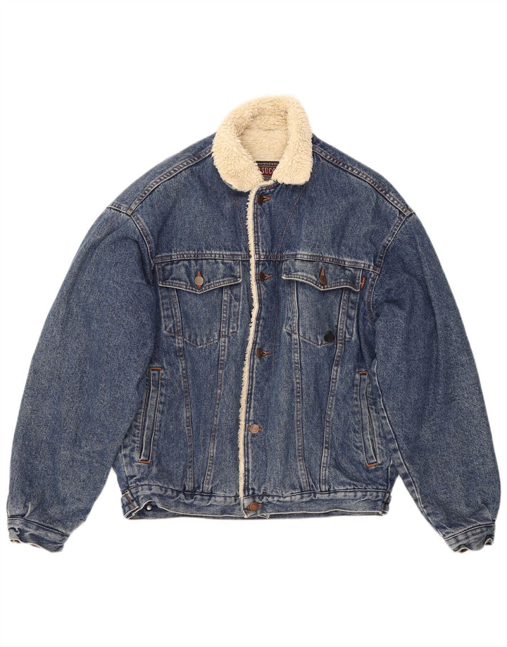 CASUCCI Herren Sherpa Jeansjacke UK 38 Mittelblaue Baumwolle