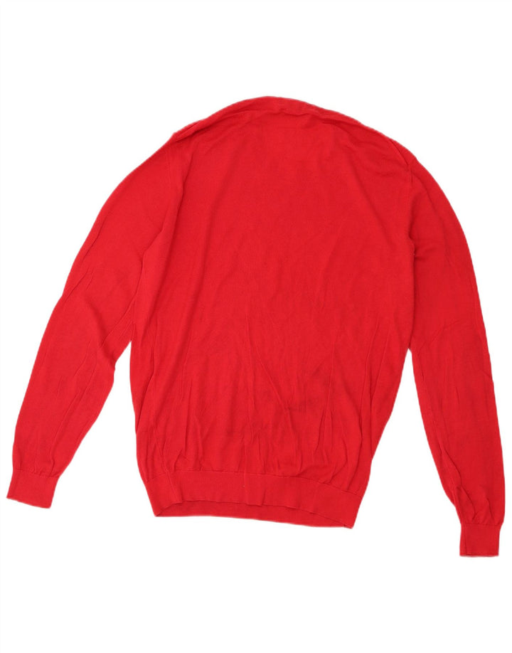 Zara Herren-Pullover mit Rundhalsausschnitt, groß, rote Baumwolle