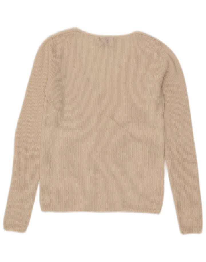 Massimo Dutti Damen Crop Cardigan Pullover UK 8 Small Off White