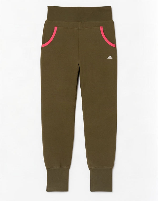 Adidas Damen Trainingshose Jogger UK 10 Small Khaki Baumwolle