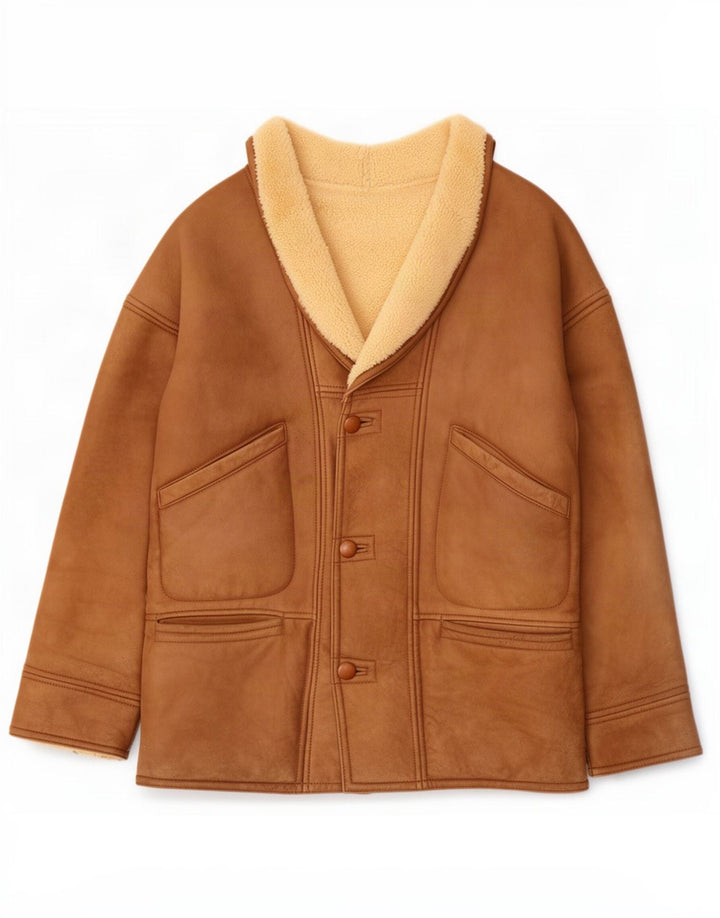 Vintage Herren Shearling Jacke UK 40 Large Braun