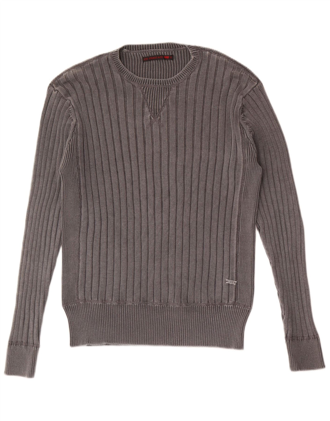 Levi's Herren-Pullover mit Rundhalsausschnitt, Größe L, aus grauer Baumwolle