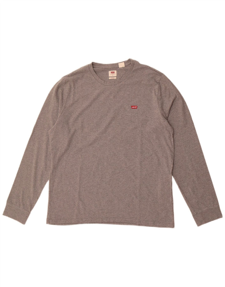 Levi's Herren-Oberteil mit Standard-Passform, langärmelig, groß, grau gefleckte Baumwolle