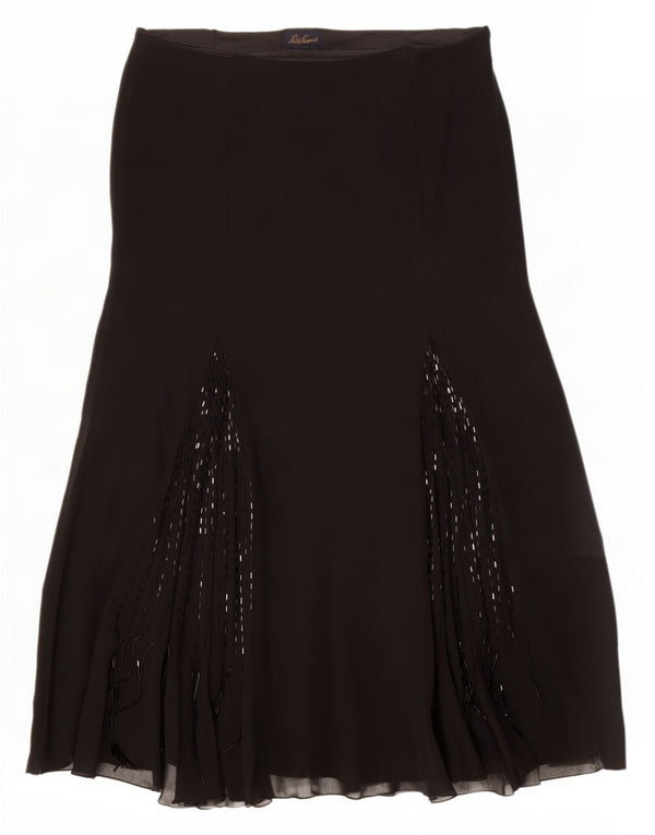 Luisa Spagnoli Damen ausgestellter Rock IT 44 Medium W32 Schwarze Seide