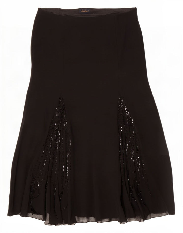 Luisa Spagnoli Damen ausgestellter Rock IT 44 Medium W32 Schwarze Seide