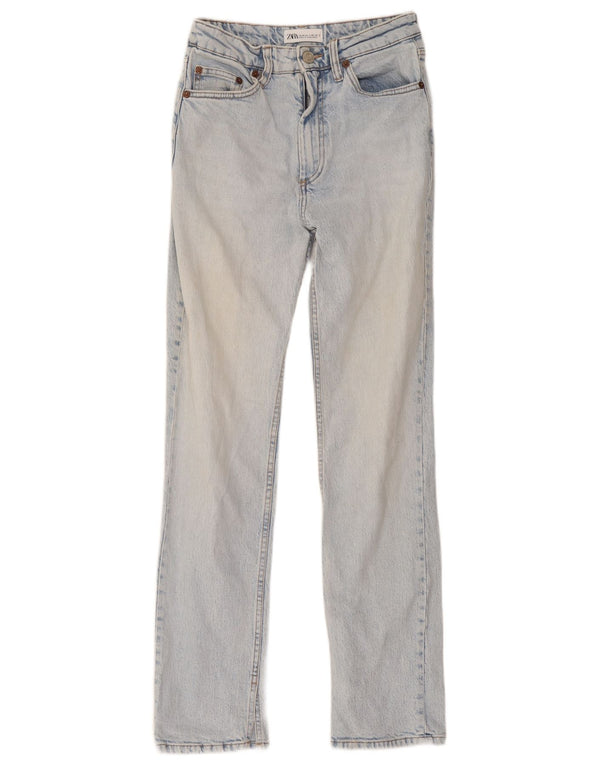 Zara Damen Straight Jeans EU 36 XS W26 L30 Blau