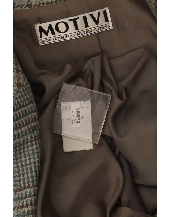 MOTIVI Damen-Blazerjacke in Übergröße mit 3 Knöpfen, Gr. 10, Größe S, grau karierte Wolle