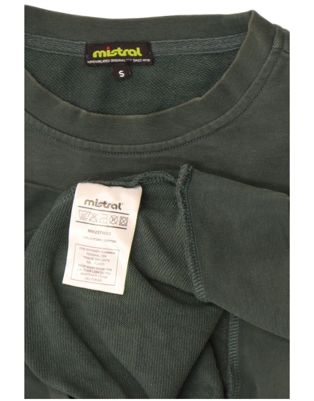 Mistral Herren-Sweatshirt mit Grafik, Größe S, grüne Baumwolle