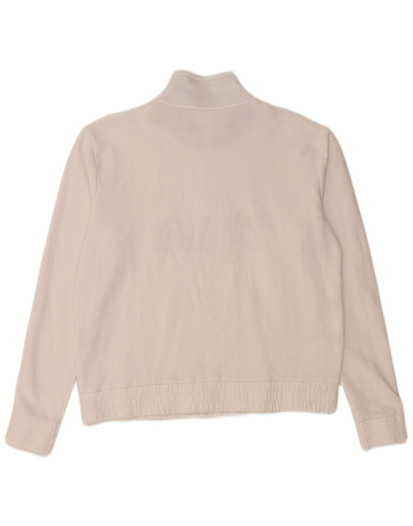 FILA Damen-Sweatshirt mit grafischem Reißverschluss am Hals, UK 16, Größe L, weiße Baumwolle