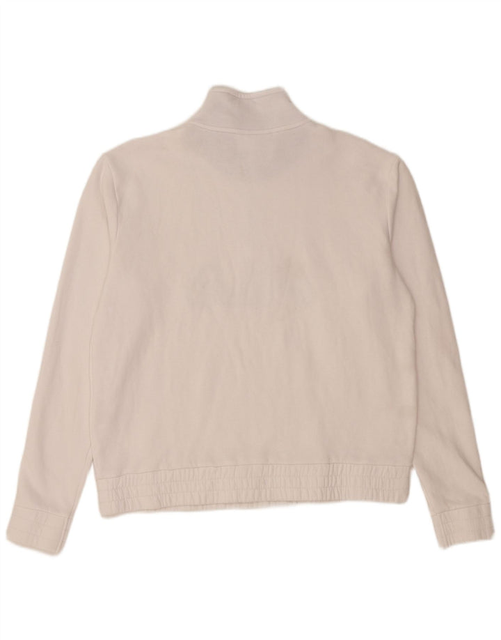 FILA Damen-Sweatshirt mit grafischem Reißverschluss am Hals, UK 16, Größe L, weiße Baumwolle