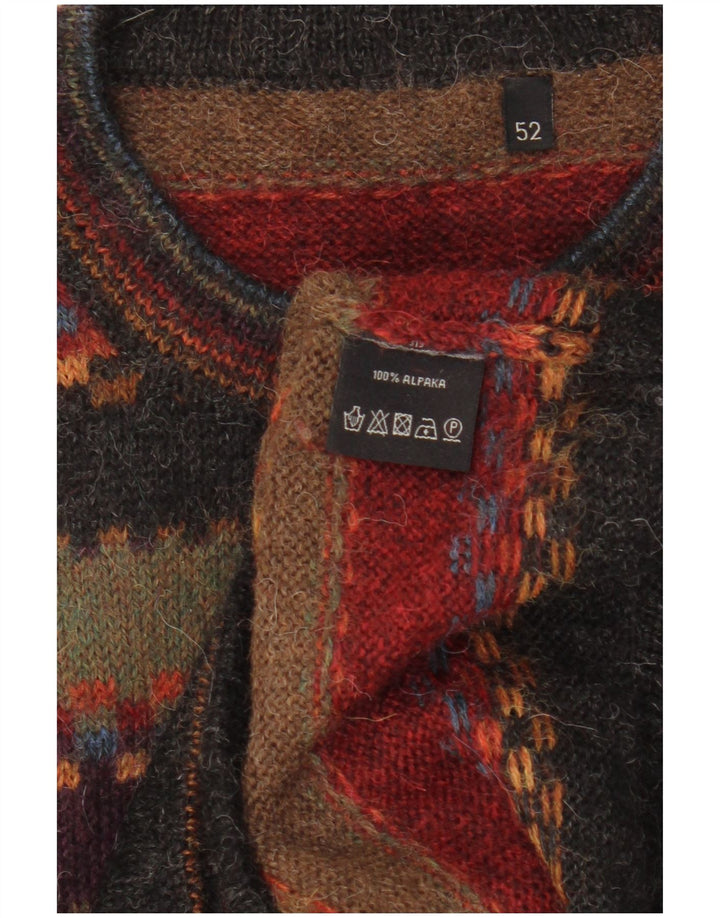 Vintage Herren-Pullover mit Rundhalsausschnitt, Größe 52, groß, mehrfarbig gestreift