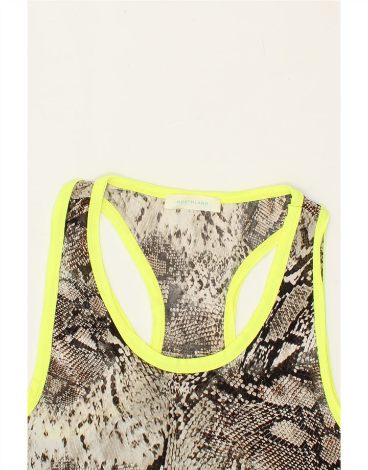 NORTHLAND Womens Vest Top UK 10 Small Grey Animal Print Polyester Vintage Northland and Second-Hand Northland from Messina Hembry 