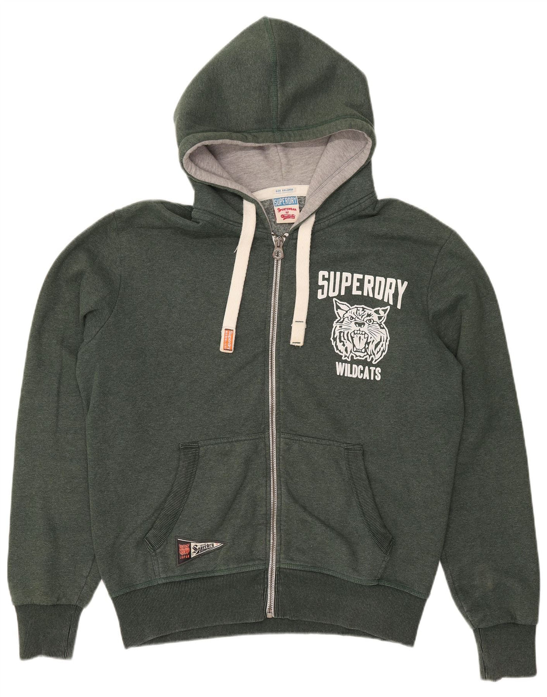 SUPERDRY Herren-Kapuzenpullover mit grafischem Reißverschluss, 2XL, Khaki, Polyester