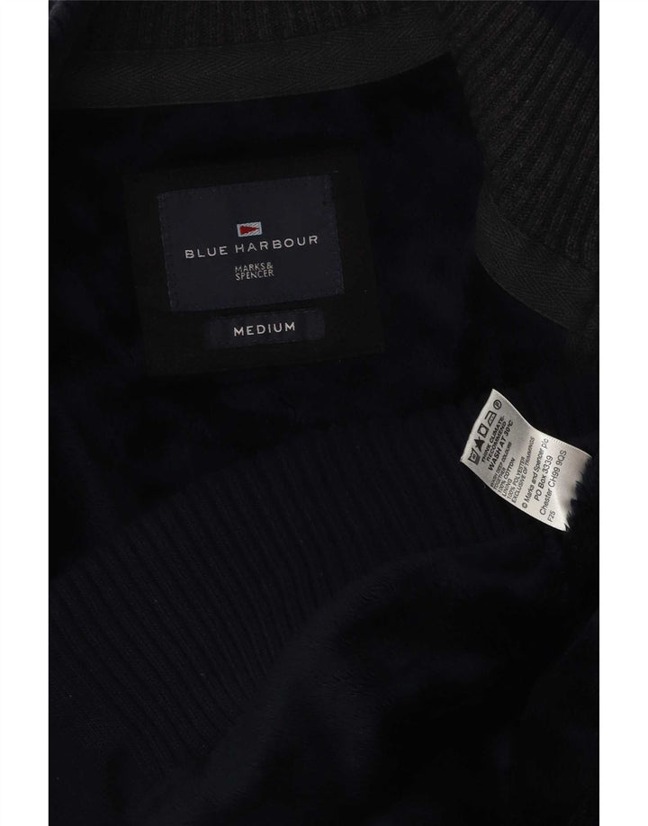 Marks & Spencer Herren-Cardigan-Pullover „Harbor“ in Blau aus mittelblauer Baumwolle
