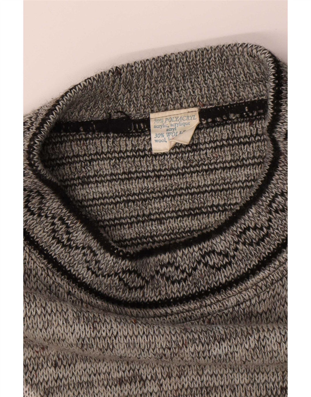 Vintage Herren Pullover mit Rundhalsausschnitt, Größe 52/54, groß, grau, geometrisch