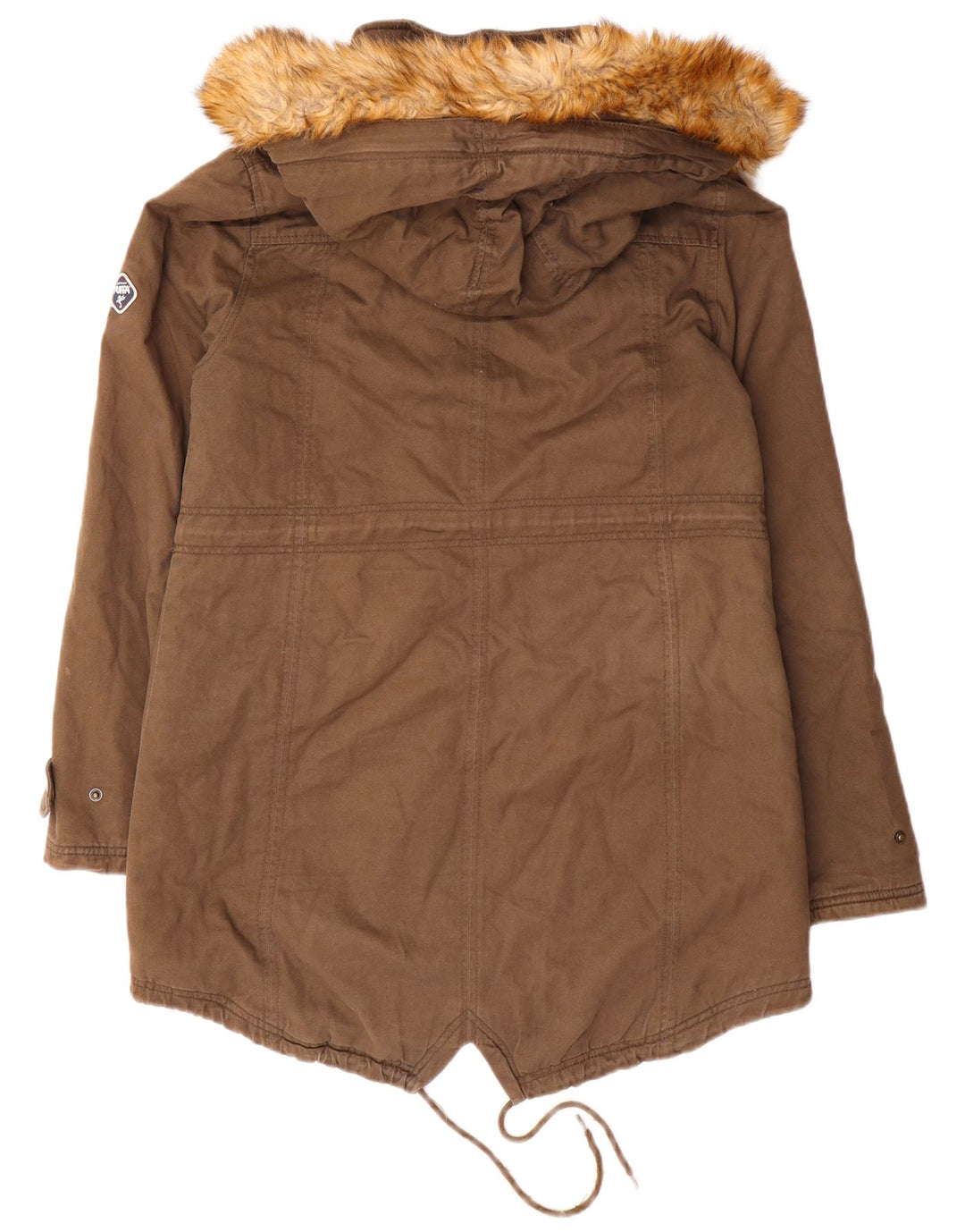 Puffa Damen-Parka mit Kapuze, UK 14, Größe L, braun, Baumwolle