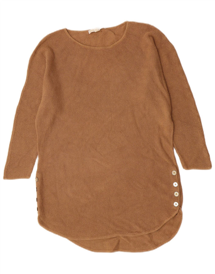Michael Kors Damen-Pullover mit U-Boot-Ausschnitt, Gr. 14, Mittelbeige