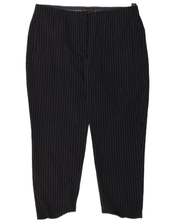 Marks & Spencer Damen Chinohose UK 20 2XL W38 L27 Marineblau gestreift