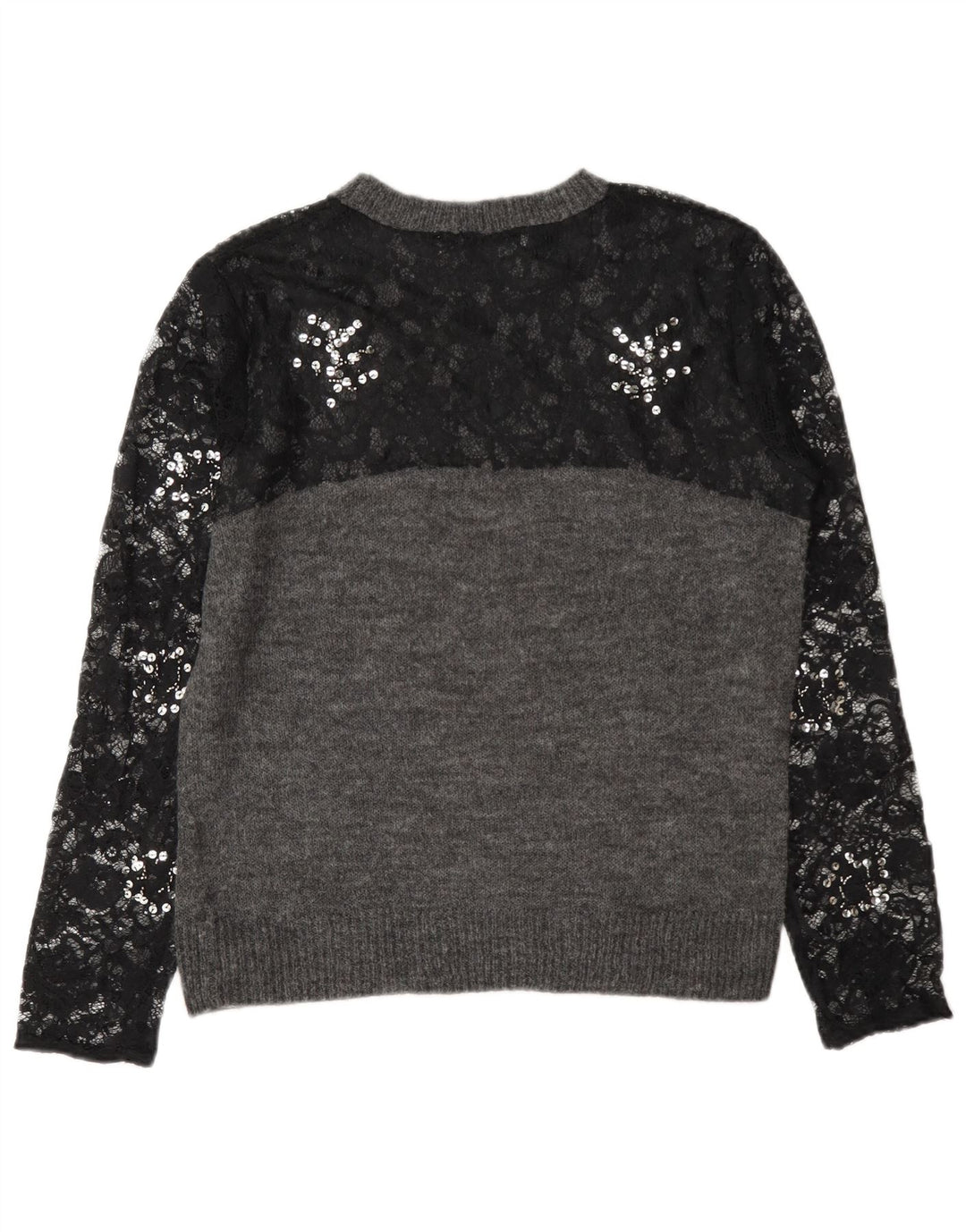 Zara Damen-Pullover mit Rundhalsausschnitt, Gr. 10, Größe S, Grau, Farbblock