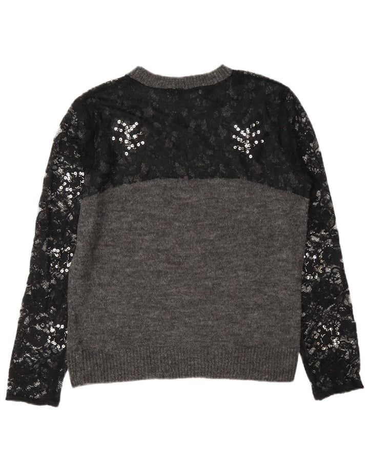 Zara Damen-Pullover mit Rundhalsausschnitt, Gr. 10, Größe S, Grau, Farbblock
