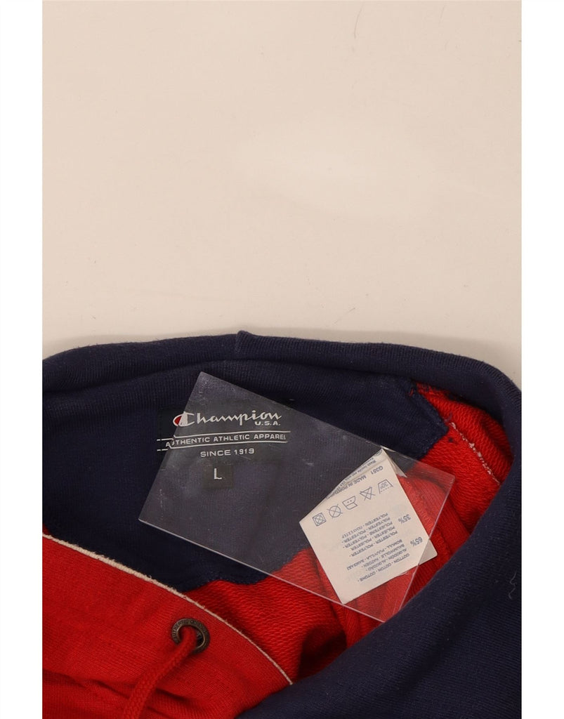 CHAMPION Mens Georgetown University Graphic Hoodie Jumper Large Red Cotton Vintage Champion and Second-Hand Champion from Messina Hembry 