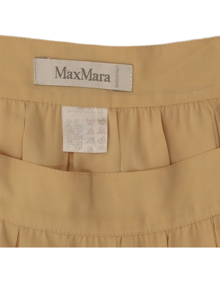 Max Mara Damen Midi-Faltenrock UK 14 Medium W30 Beige Polyester