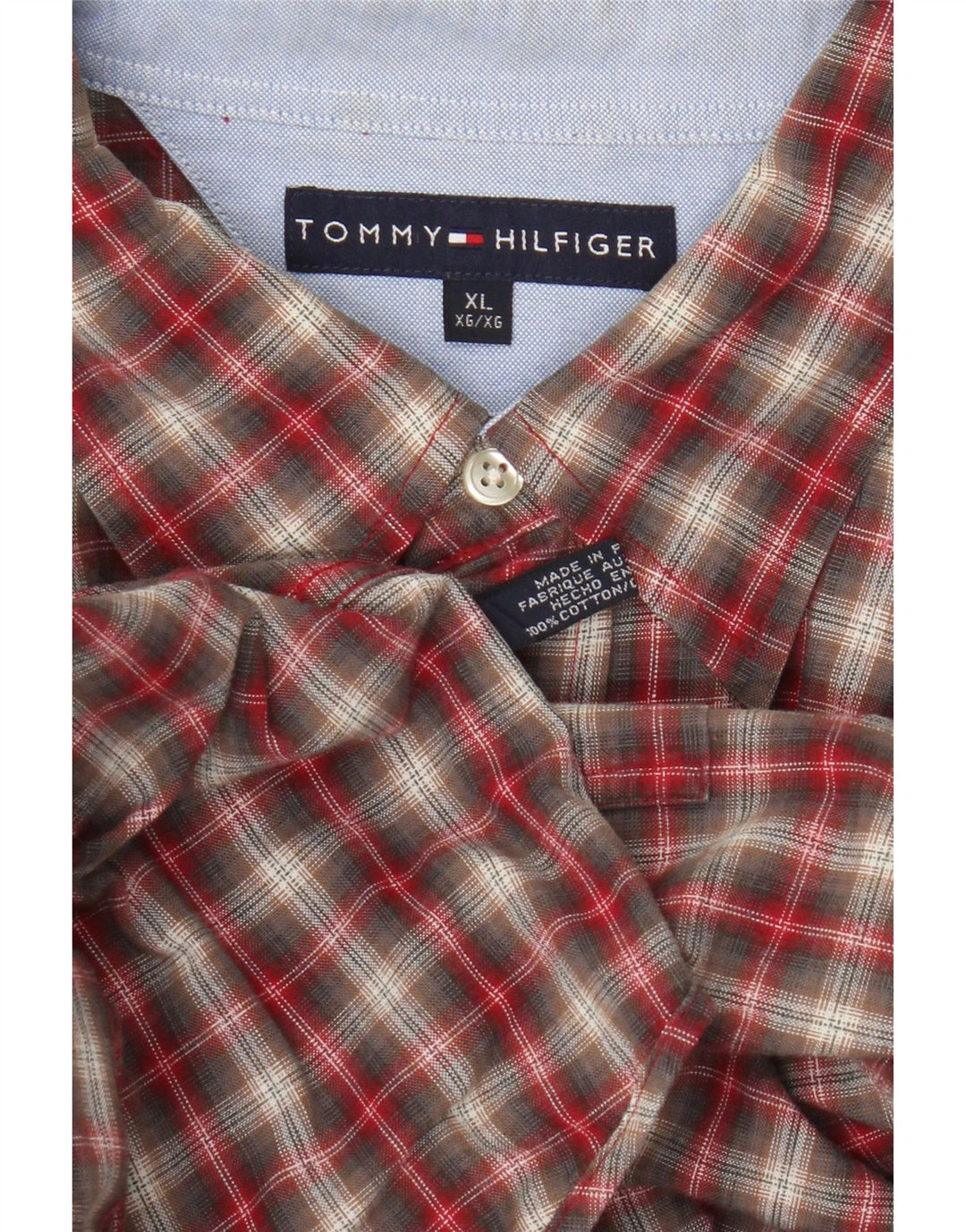 Tommy Hilfiger Herrenhemd XL, rot kariert, Baumwolle