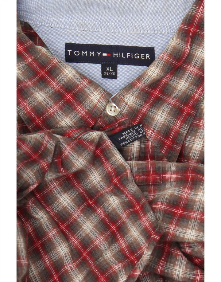 Tommy Hilfiger Herrenhemd XL, rot kariert, Baumwolle
