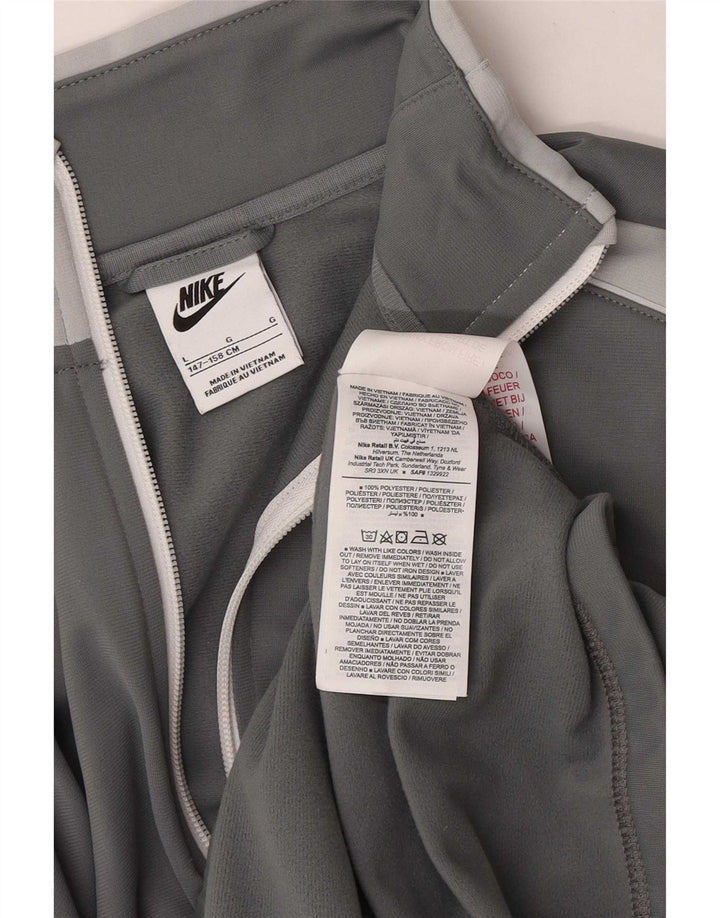 Nike Jungen-Trainingsanzugoberteil, Jacke, 12–13 Jahre, groß, graues Farbblock-Polyester