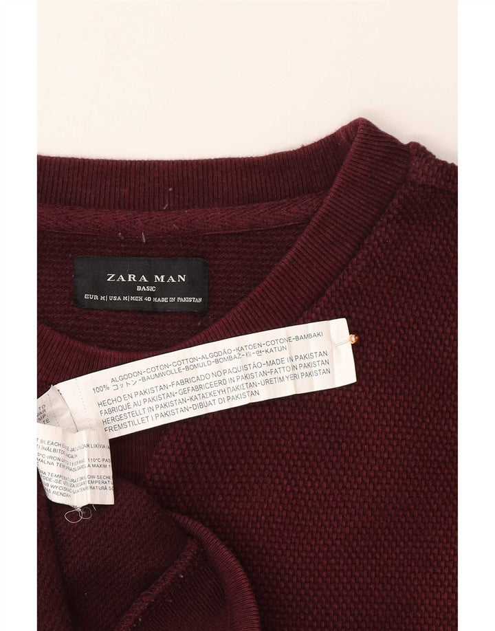 Zara Herren-Sweatshirt-Pullover, mittlere Burgunder-Baumwolle